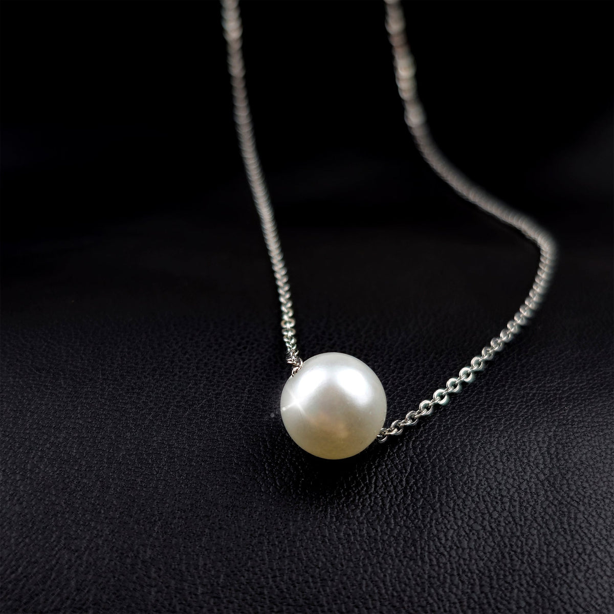 Stainless Steel Chain Necklace Minimalist Pearl Pendant Necklace