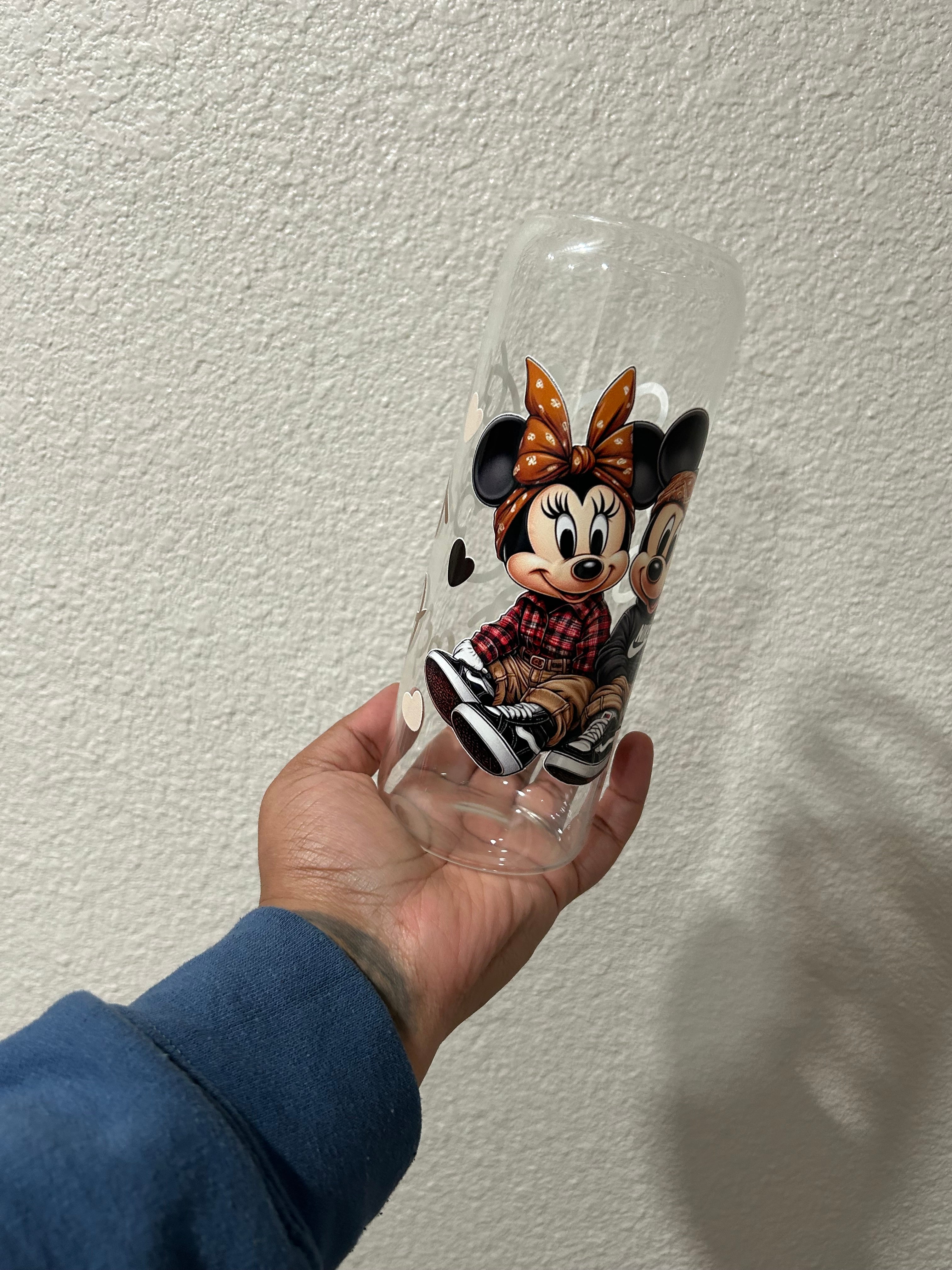 Old School Mouse Love Glass Cups