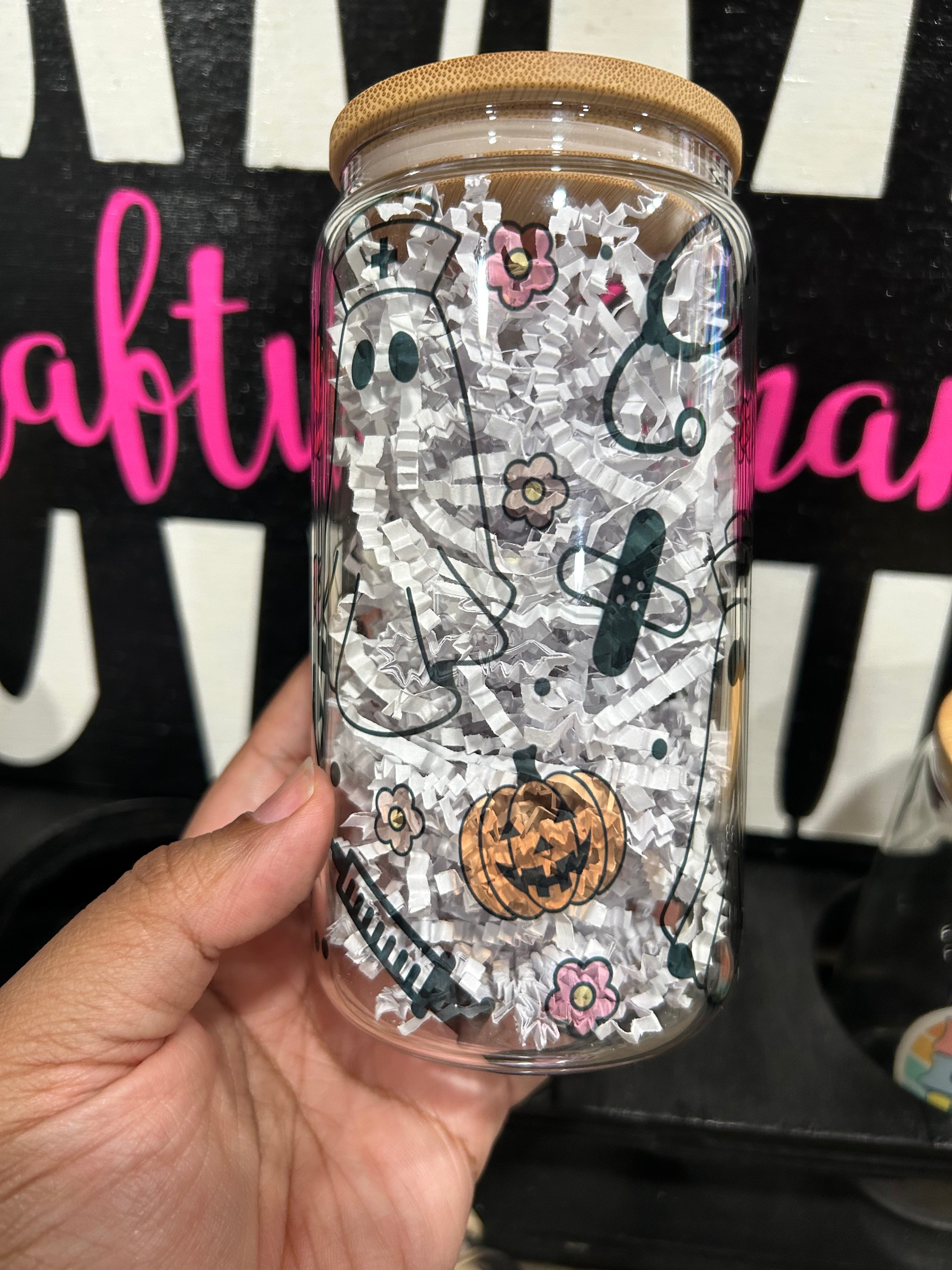 Spooky Nurse 16oz Glass cup