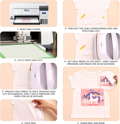 HTVRONT 12 inches X 10FT Sublimation HTV Vinyl for Light-Colored Shirts Clear Dye Sub Heat Transfer Vinyl for Sublimation Cotton Fabric