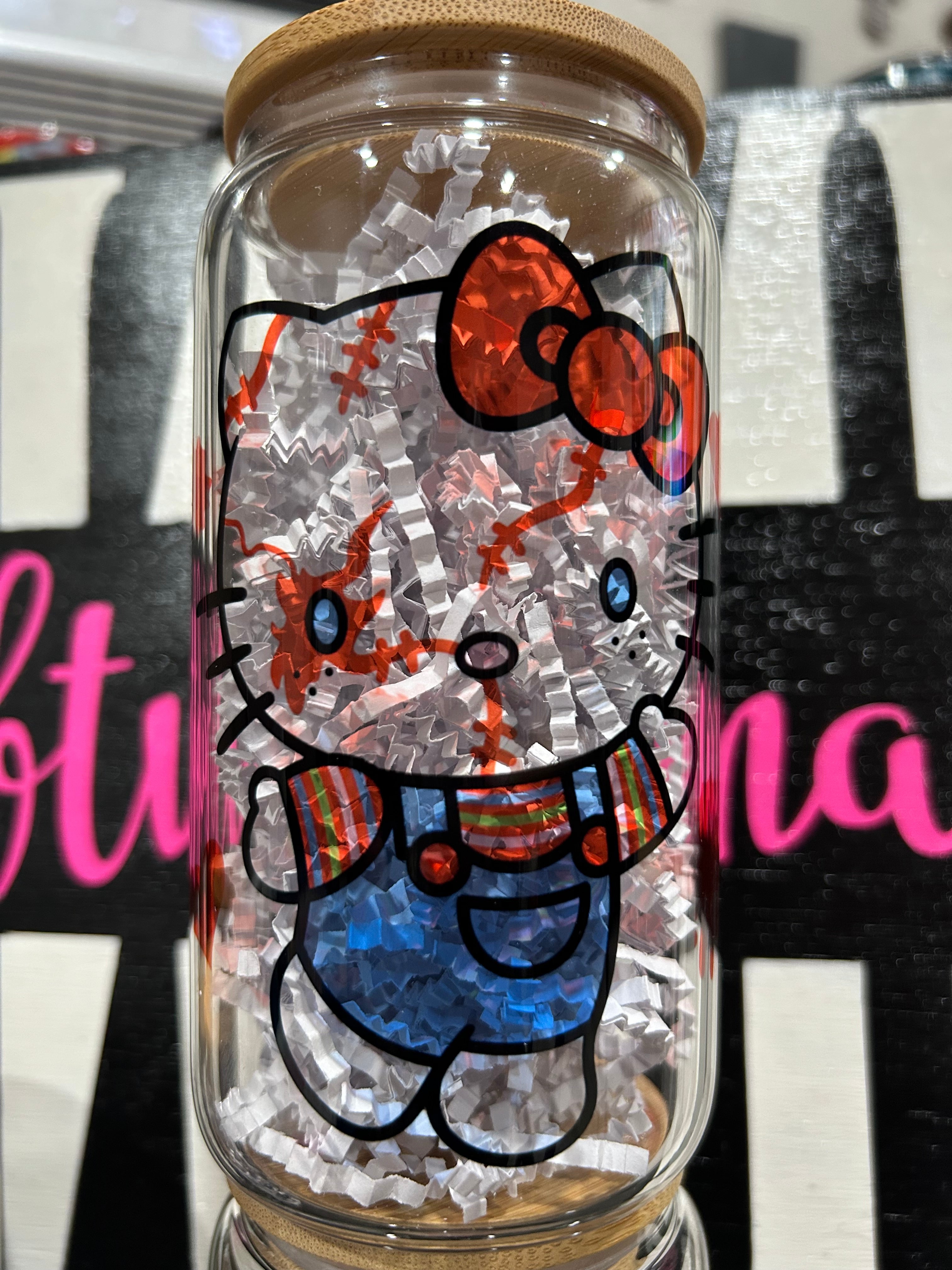 Horror Kitty 16oz Glass Can