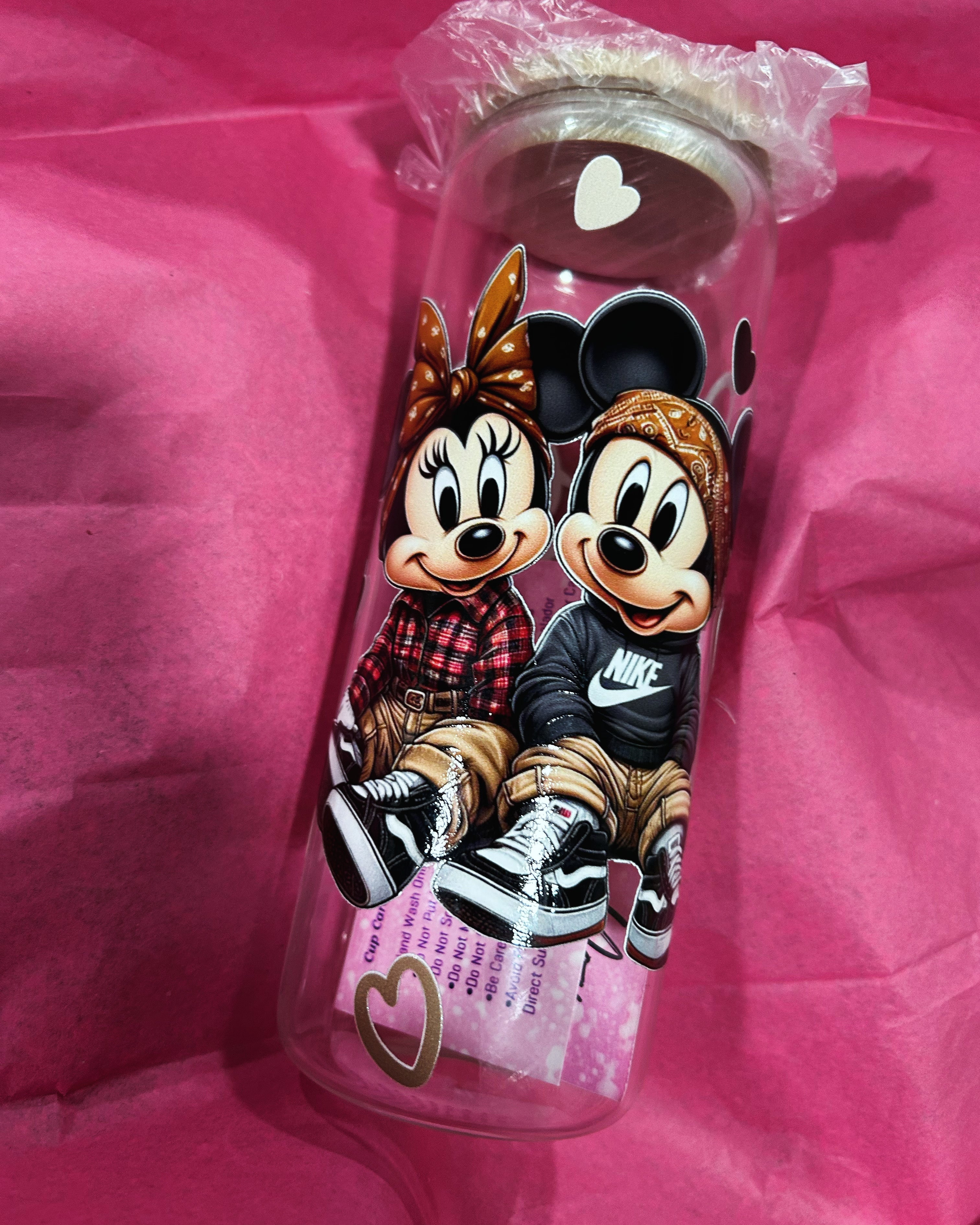 Old School Mouse Love Glass Cups