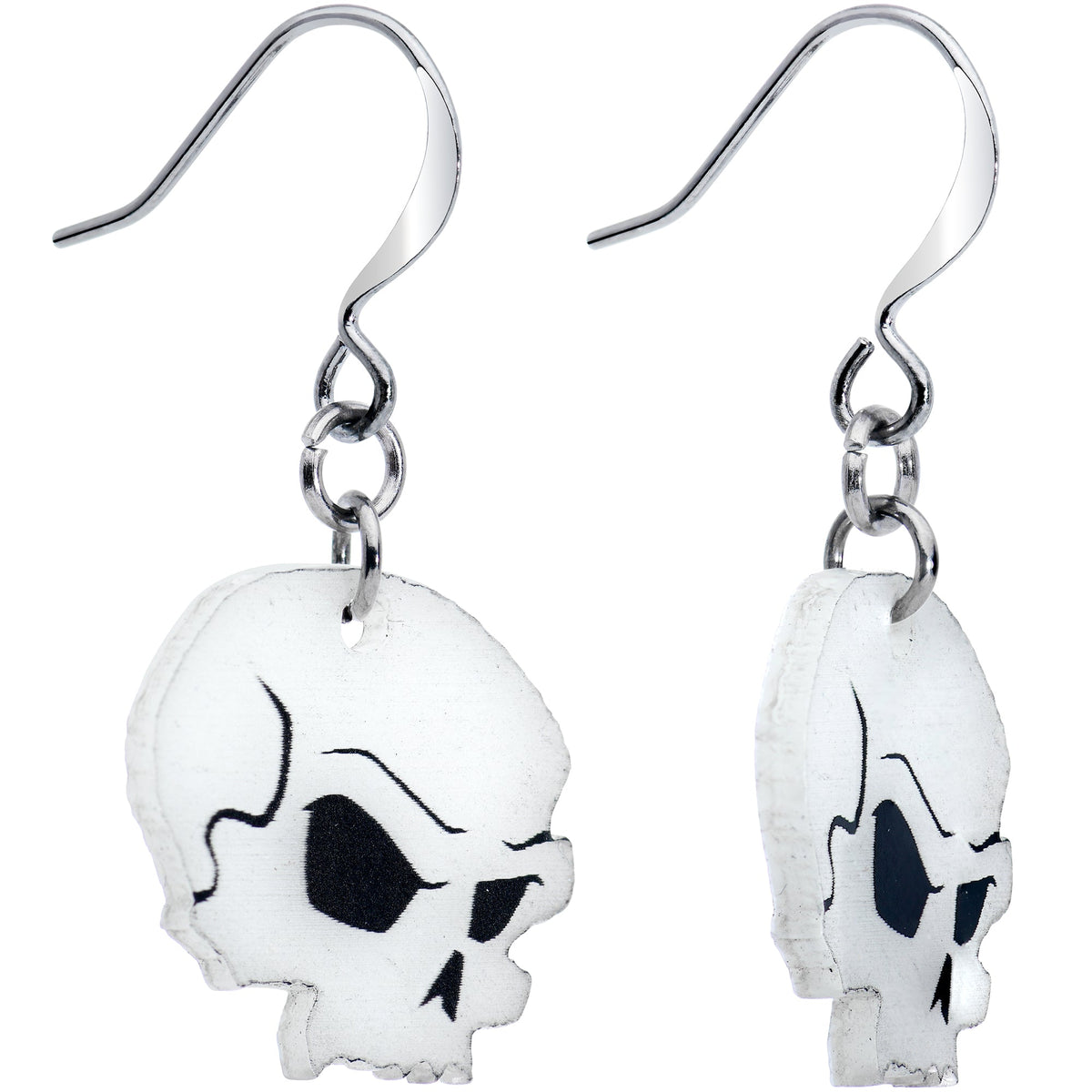 Creepy Skull Glow in the Dark Halloween Fishhook Dangle Earrings