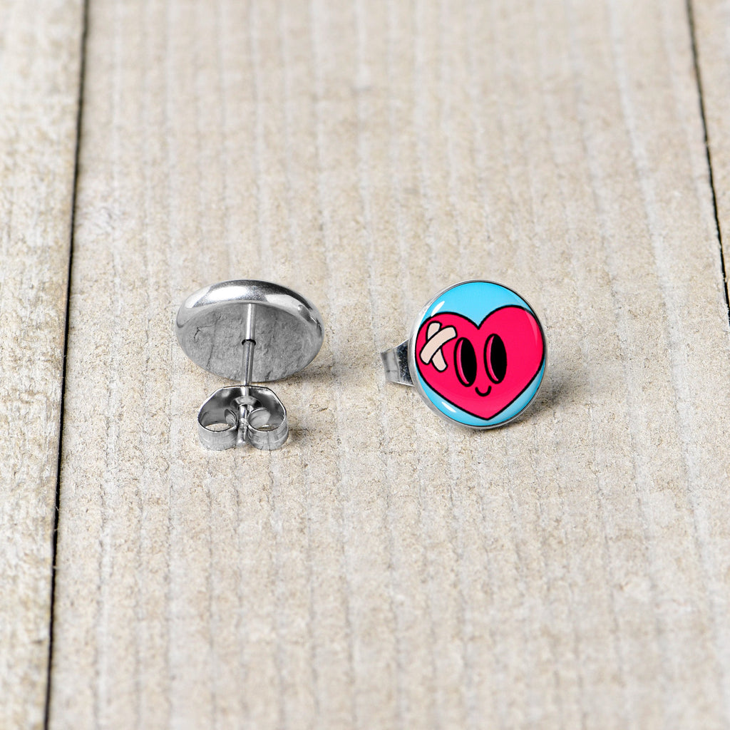 Heartbreak Bandaged Heart Stud Earrings by Onyx O