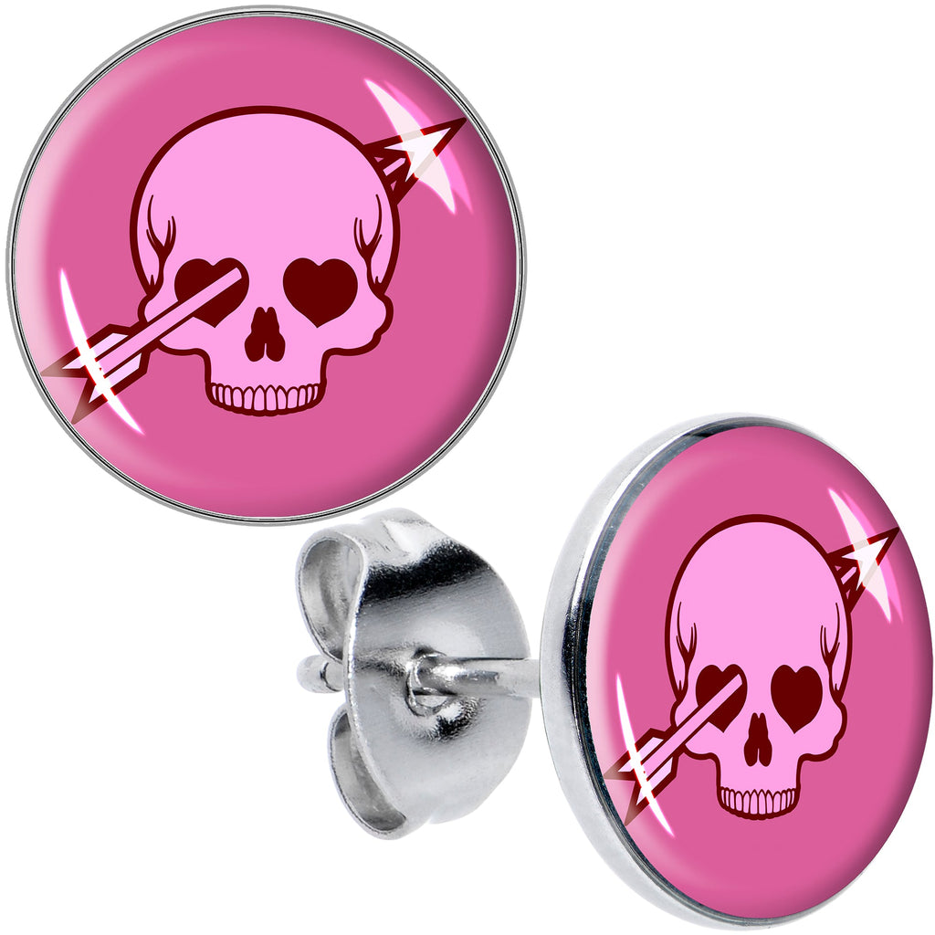 Valentine Cupid Skull Stud Earrings by Onyx O
