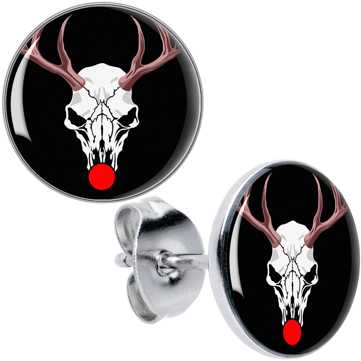 Holiday Dead Nosed Reindeer Stud Earrings by Onyx O
