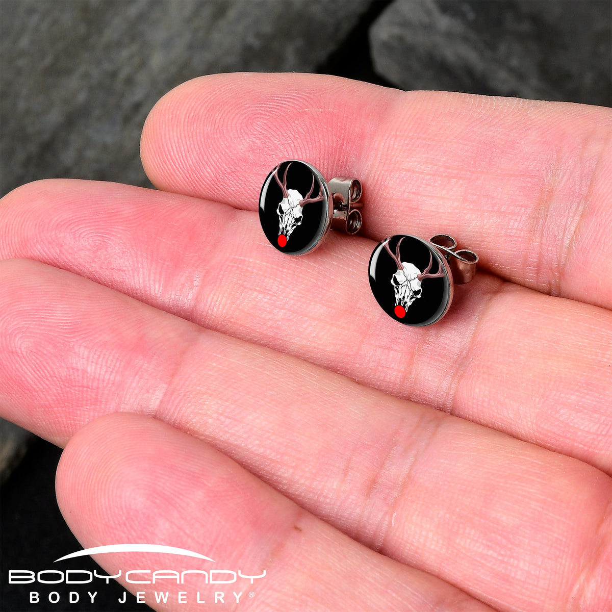 Holiday Dead Nosed Reindeer Stud Earrings by Onyx O