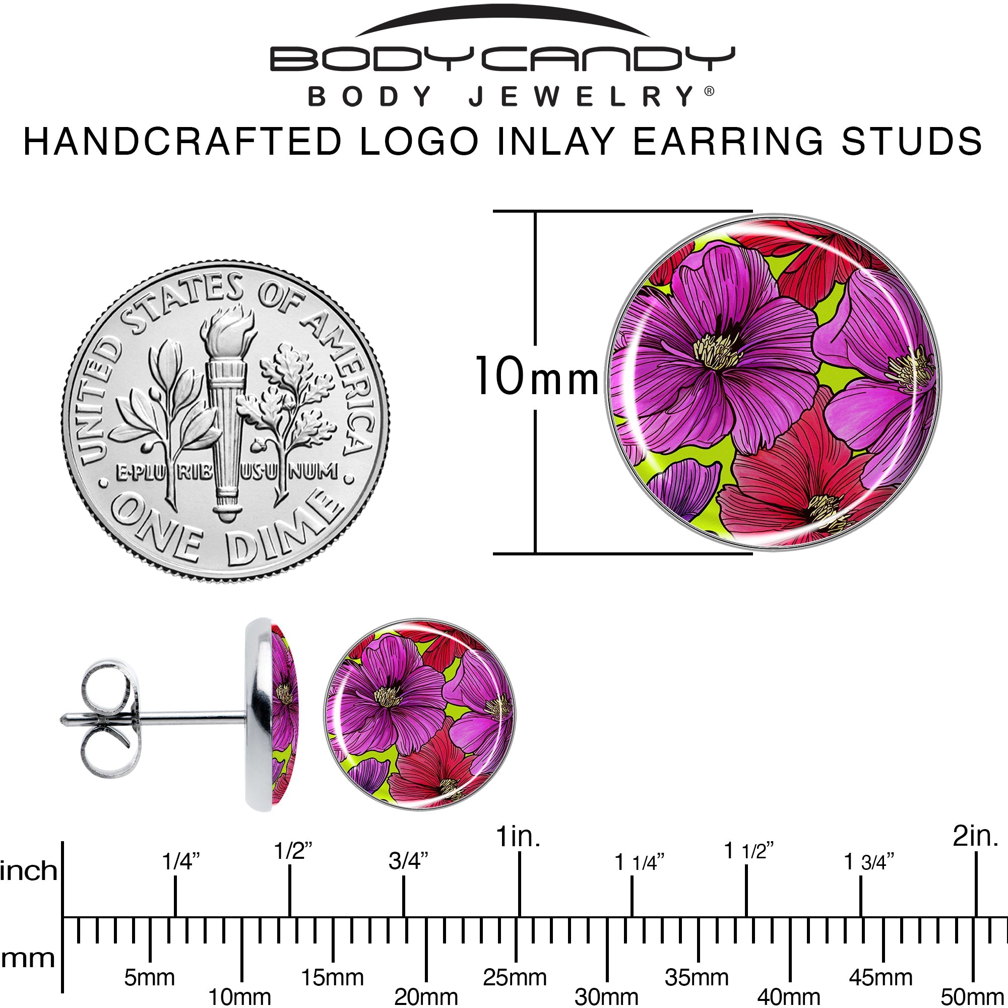 Blossom Creation Tropical Floral Flowers Stud Earrings by Onyx O