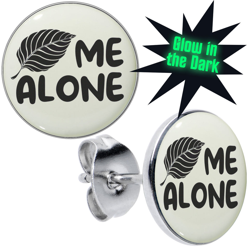 Leaf Me Alone Glow in the Dark Stud Earrings by Onyx O