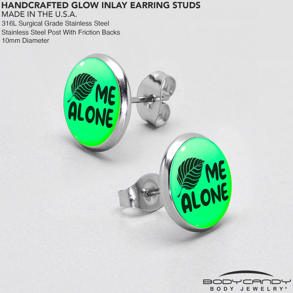 Leaf Me Alone Glow in the Dark Stud Earrings by Onyx O