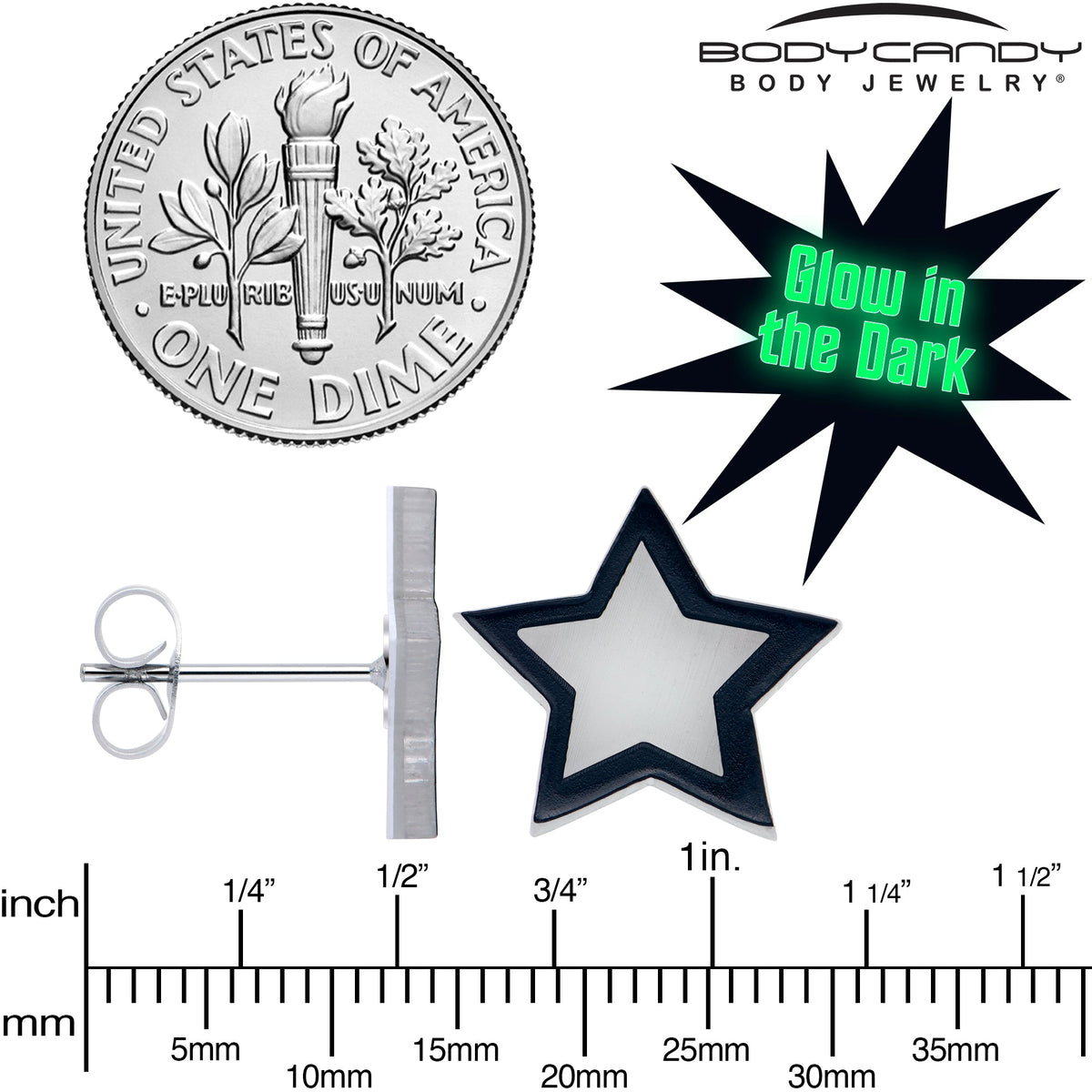 Shining Stars Glow in the Dark Stud Earrings by Onyx O