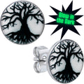 Stainless Steel Tree of Life Glow in the Dark Stud Earrings by Onyx O