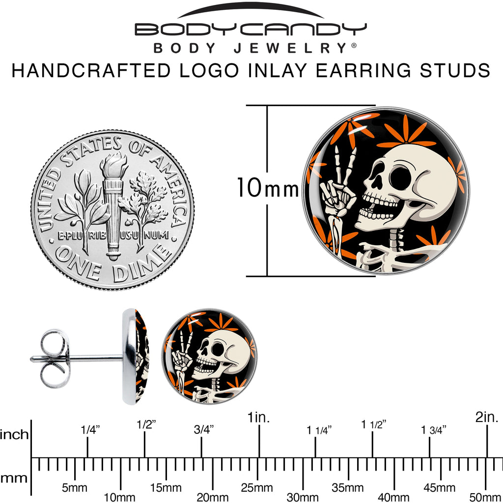 Peace Sign Skeleton Stud Earrings by Onyx O