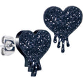 Glitter Melting Heart Stud Earrings