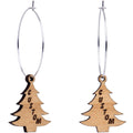 Custom Natural Wood Christmas Tree Personalized Hoop Earrings