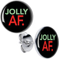 Jolly AF Festive Holiday Christmas Stud Earrings by Onyx O