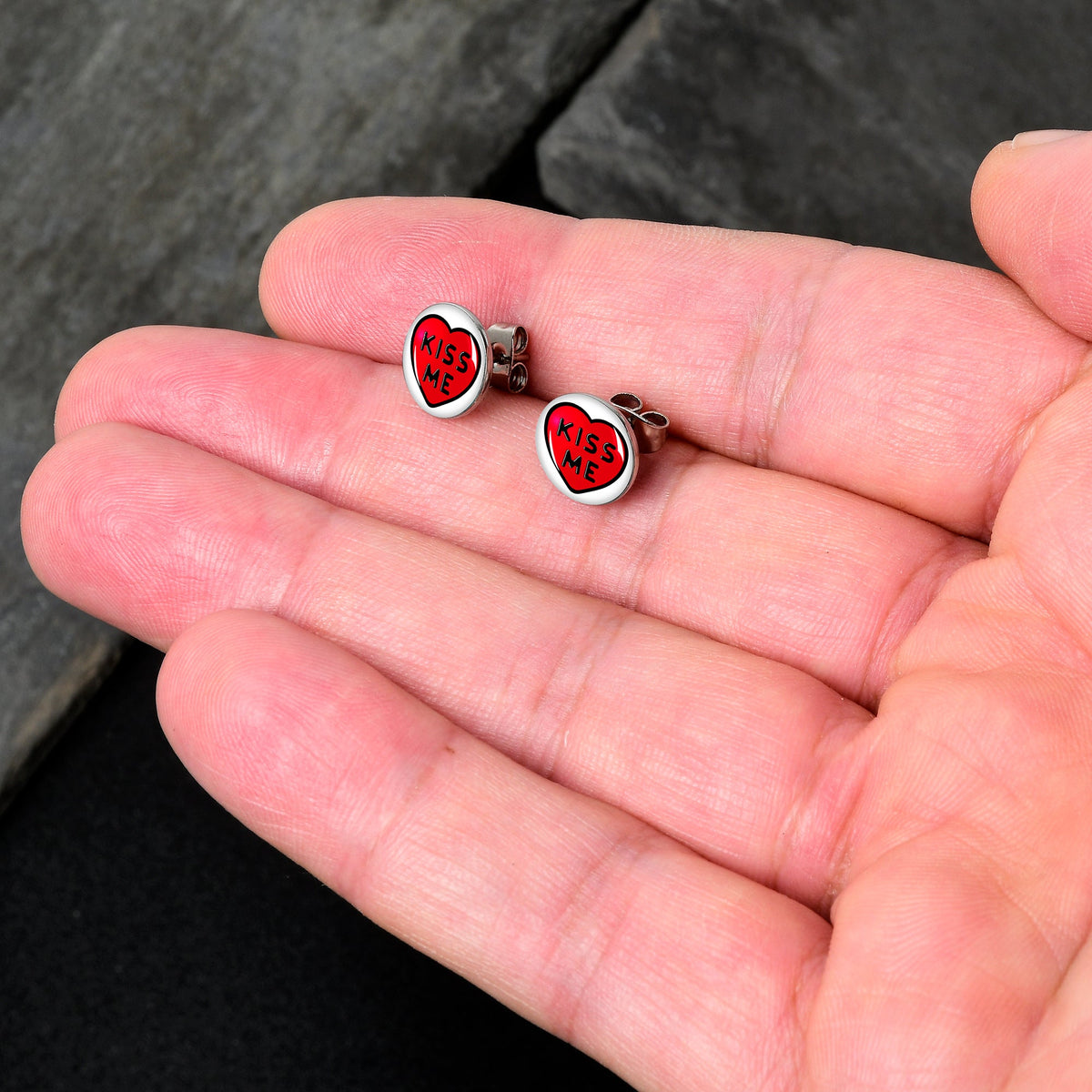 Kiss Me Candy Heart Stud Earrings by Onyx O