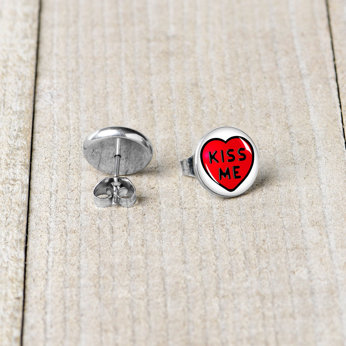Kiss Me Candy Heart Stud Earrings by Onyx O