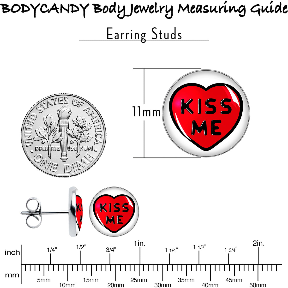 Kiss Me Candy Heart Stud Earrings by Onyx O