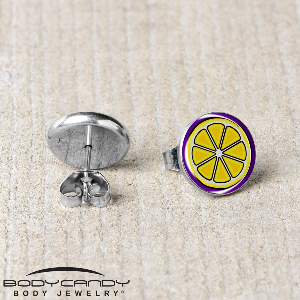 Yellow Slice of Lemon Stud Earrings by Onyx O