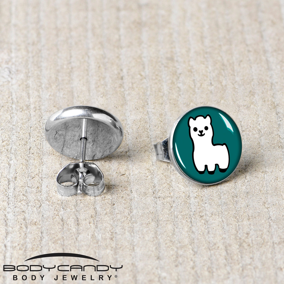 White Llama Stud Earrings by Onyx O