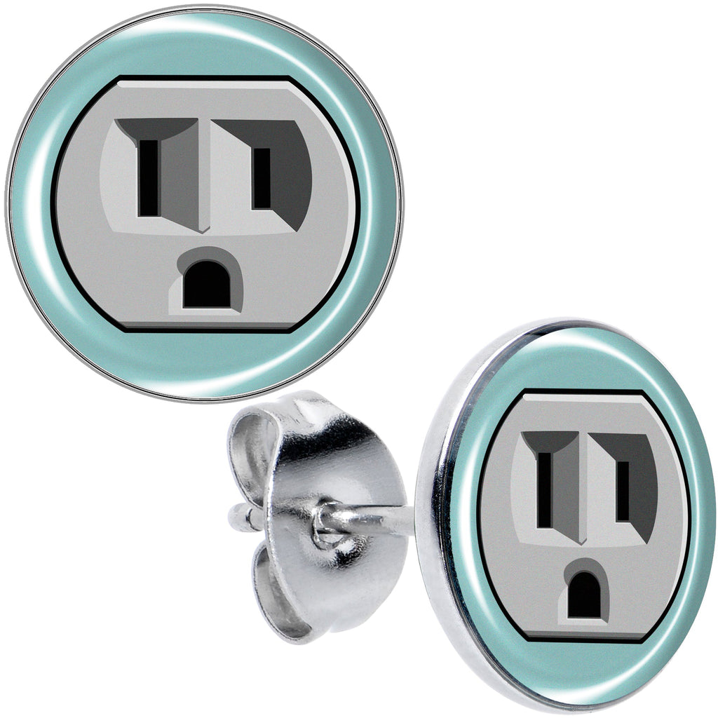 Frowning Plug Outlet Stud Earrings by Onyx O