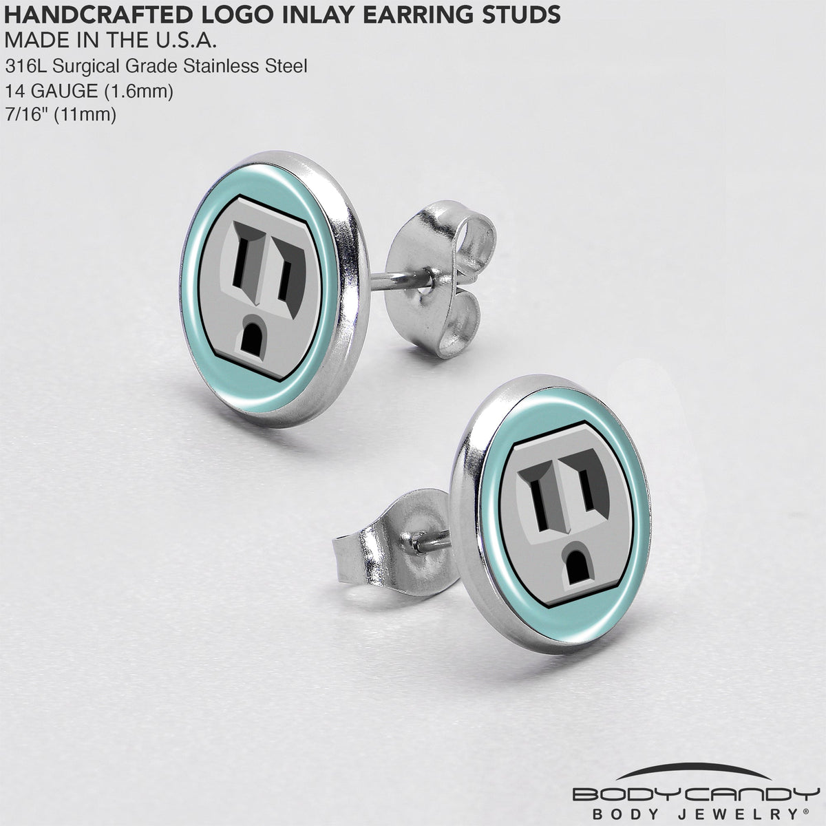 Frowning Plug Outlet Stud Earrings by Onyx O