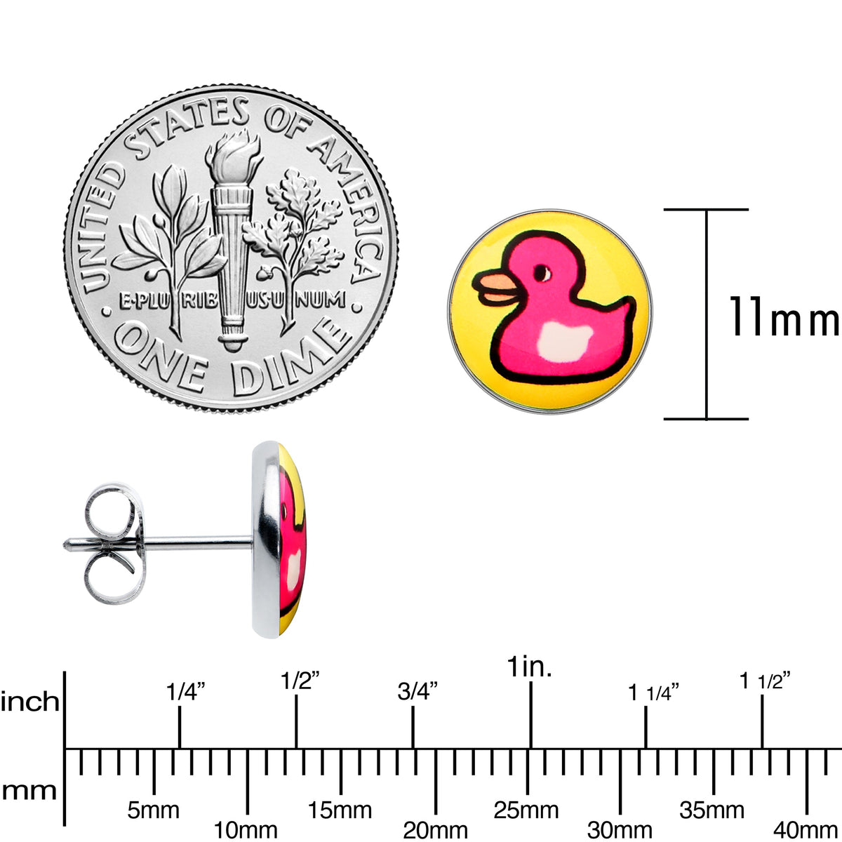 Pink Ducky Stud Earrings by Onyx O