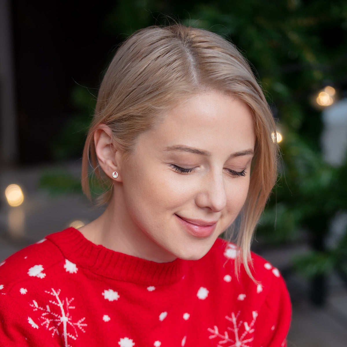 Christmas Peace Love Santa Stud Earrings by Onyx O