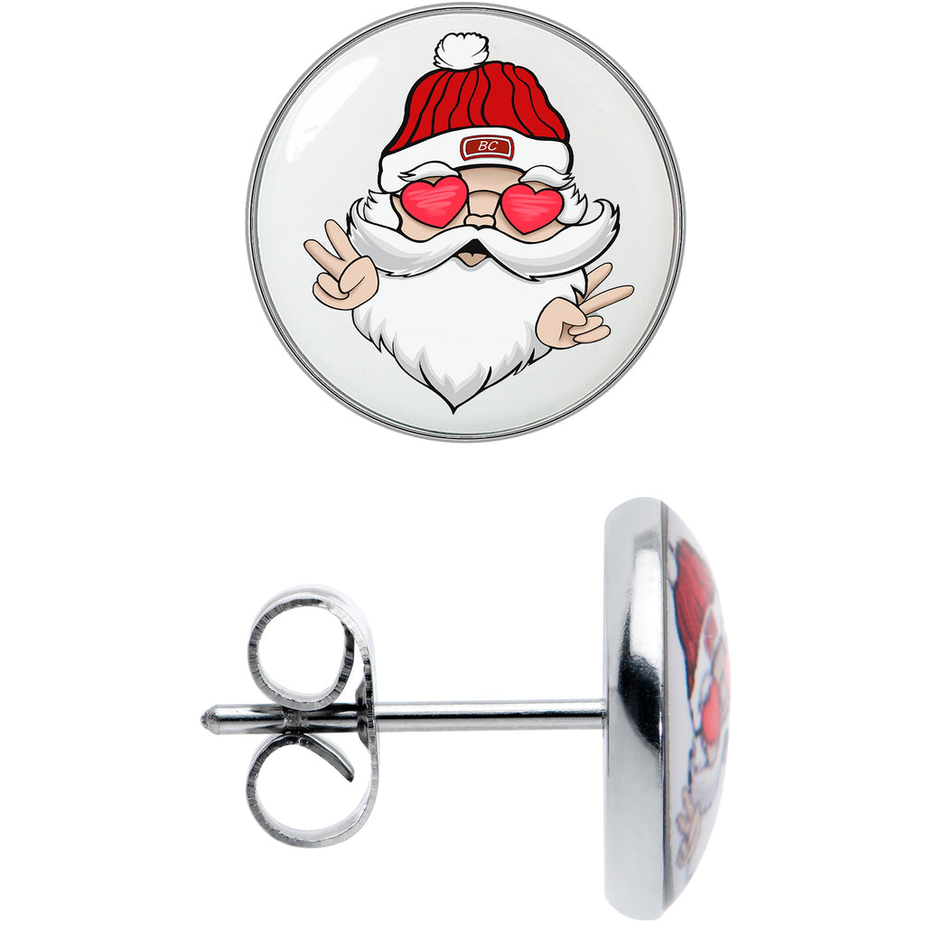 Christmas Peace Love Santa Stud Earrings by Onyx O