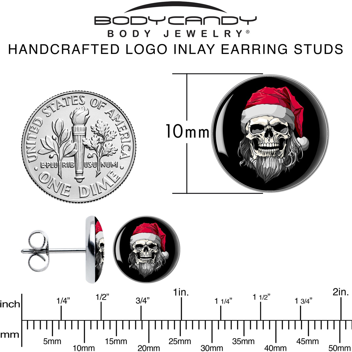 Holiday Skeleton Santa Claus Stud Earrings by Onyx O