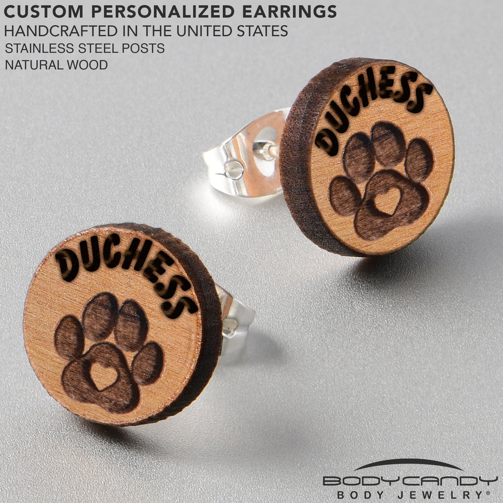Custom Animal Jewelry Earrings Paw Print Personalized Stud Earrings
