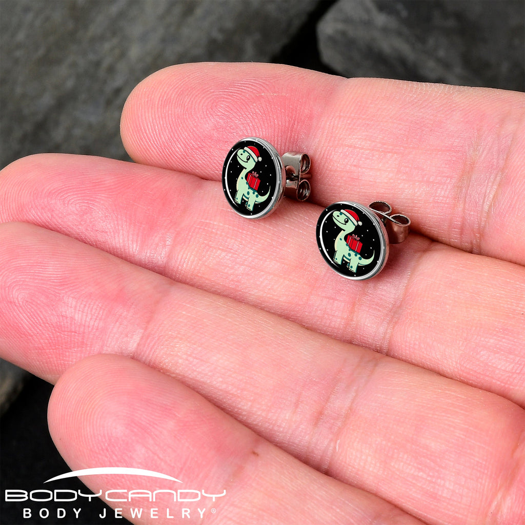 Christmas Holiday Dinosaur Stud Earrings by Onyx O