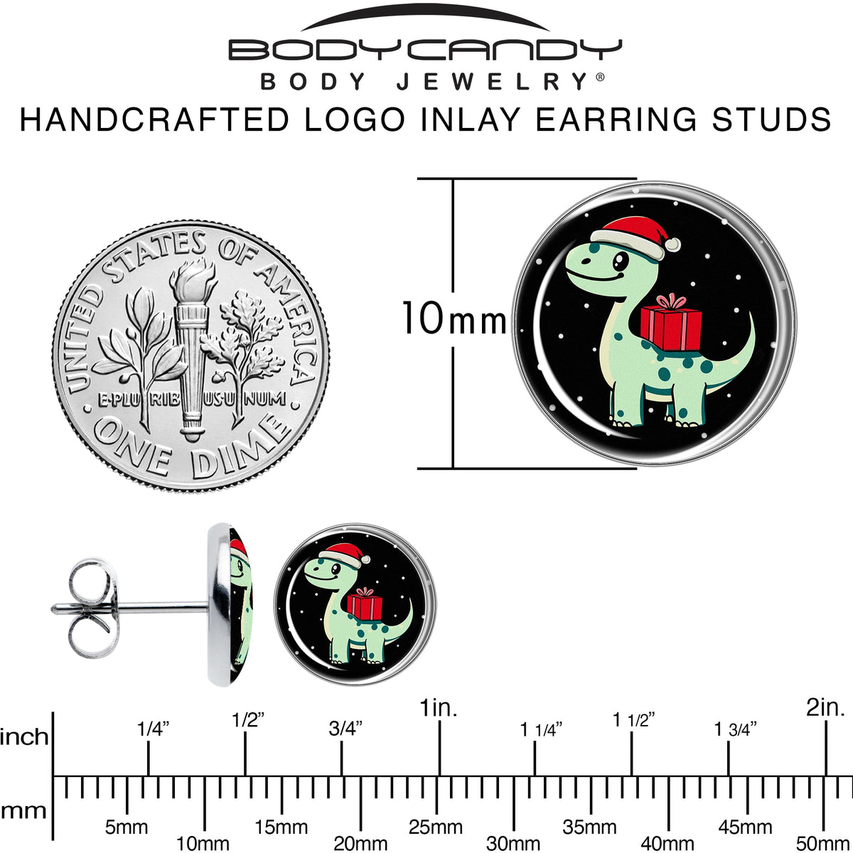Christmas Holiday Dinosaur Stud Earrings by Onyx O