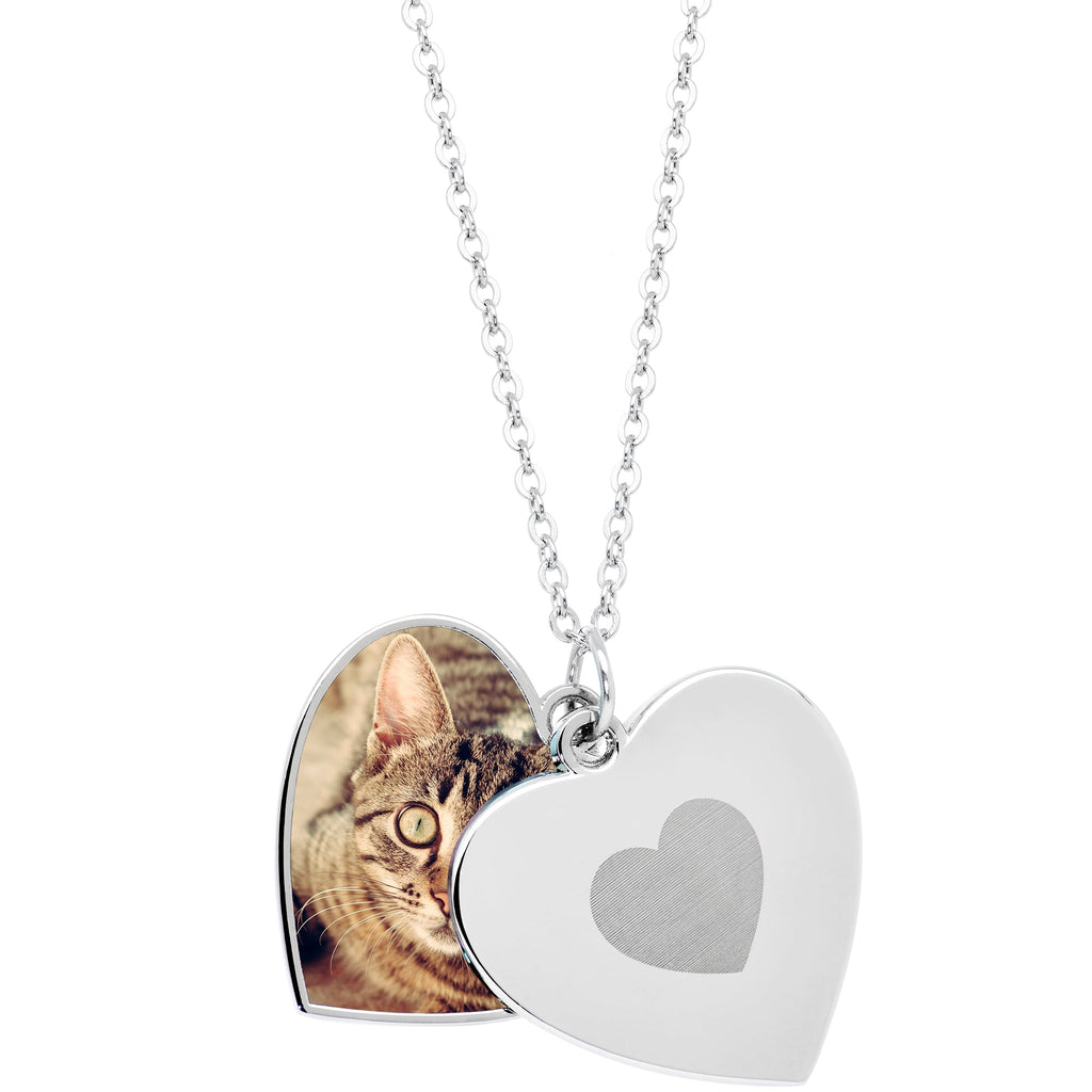 Custom Photo Sliding Locket Heart Pendant Necklace