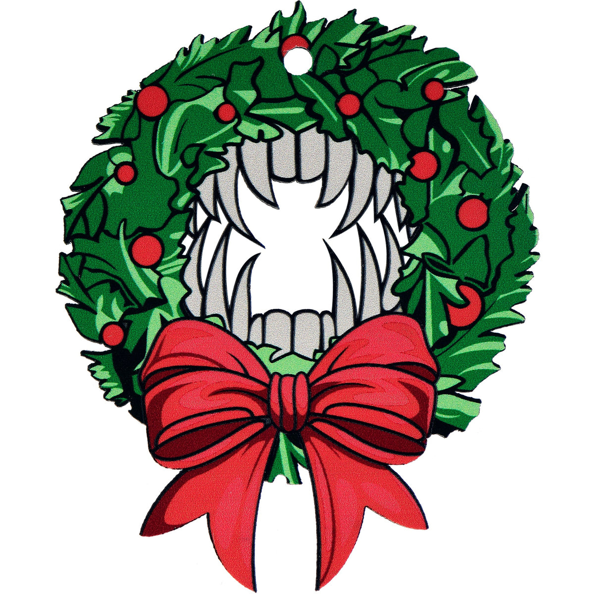 Wood Holiday Vampire Wreath Christmas Ornament