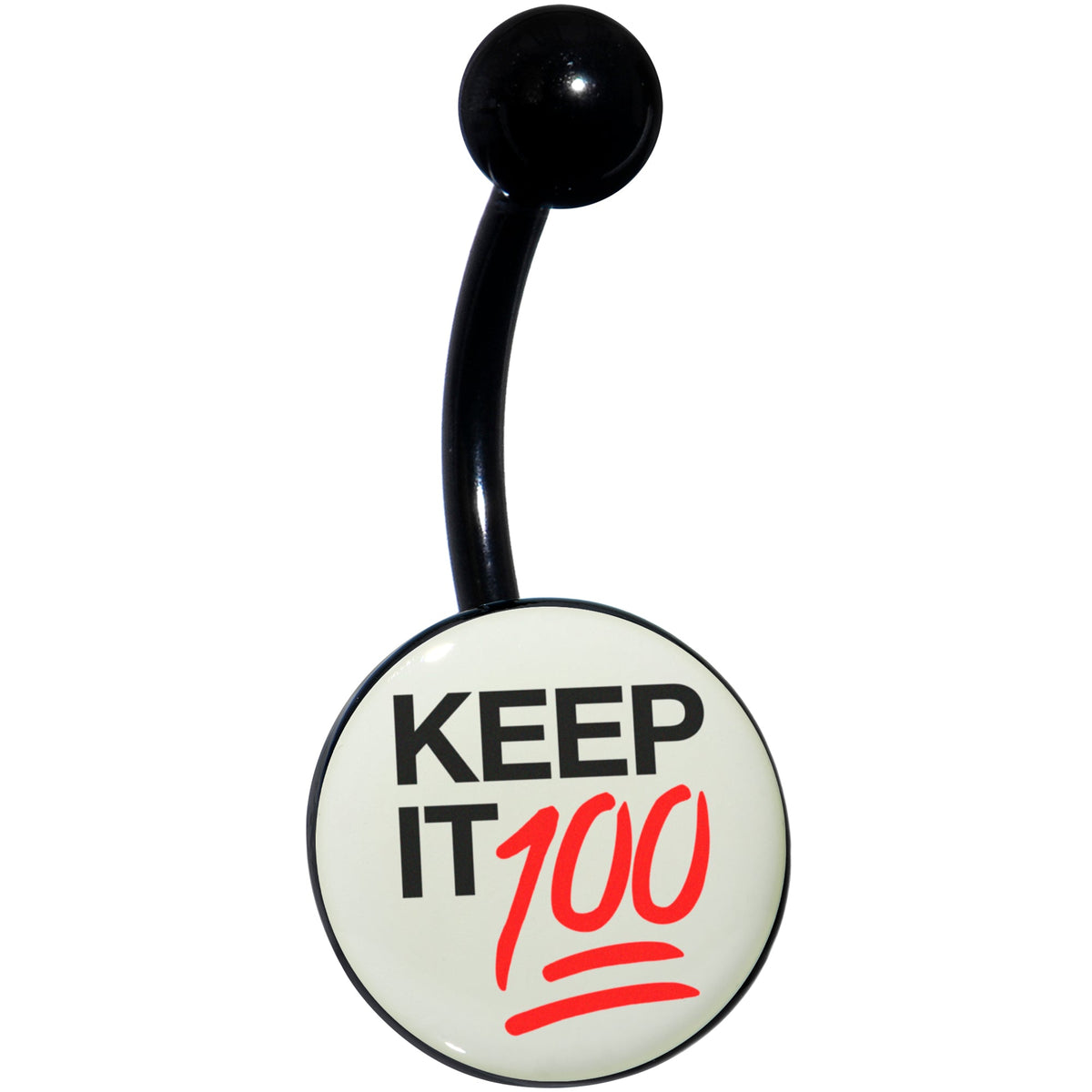 Glow in the Dark Black Keep it 100 Belly Ring by Onyx O