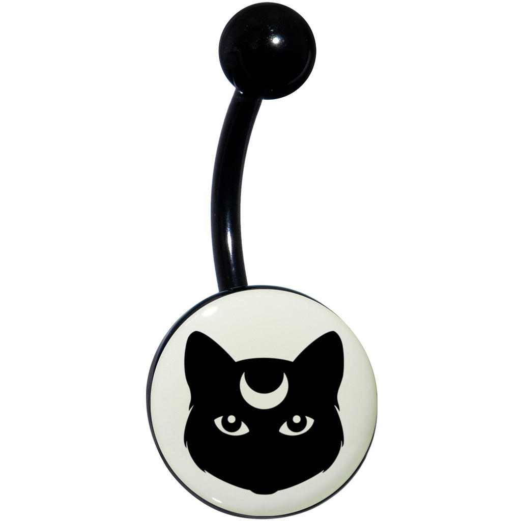 Glow in the Dark Mystic Kitty Cat Belly Ring by Onyx O