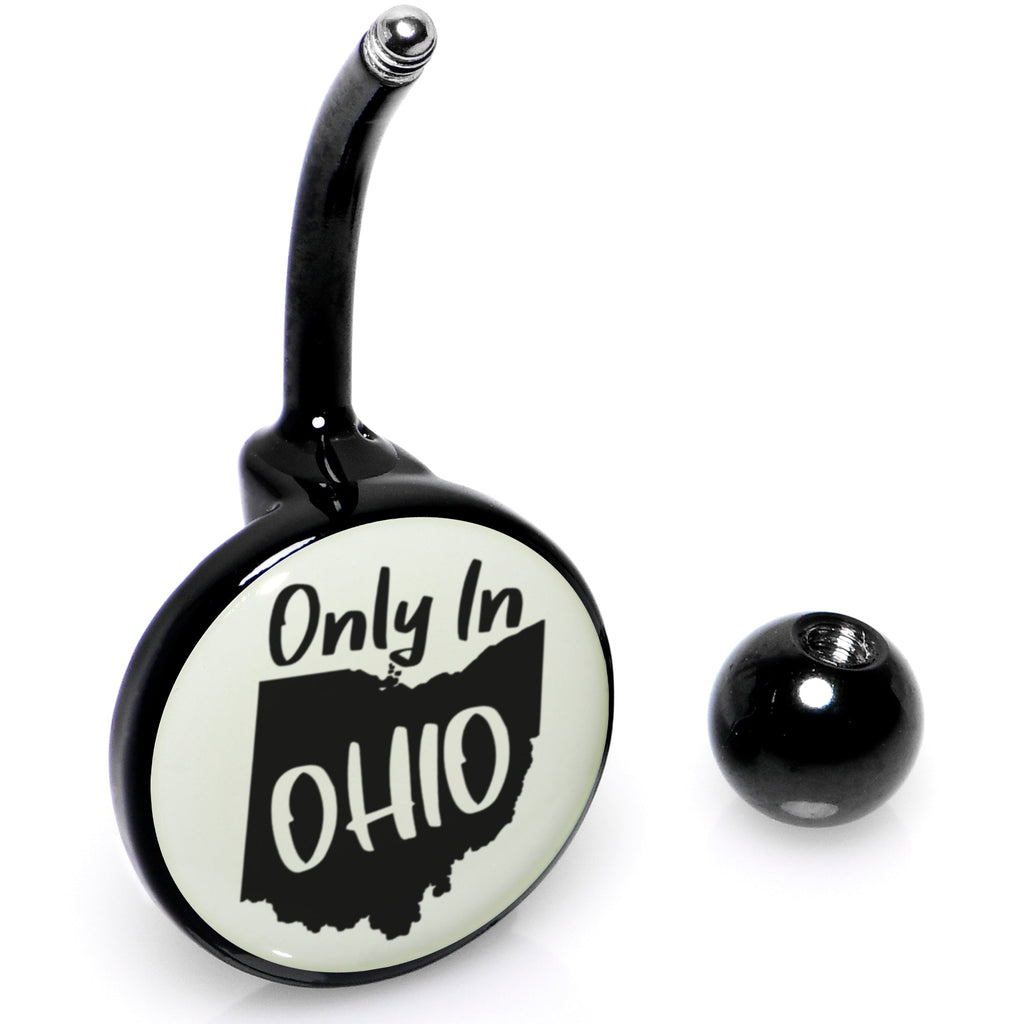 Glow in the Dark Black Only in Ohio Belly Ring by Onyx O
