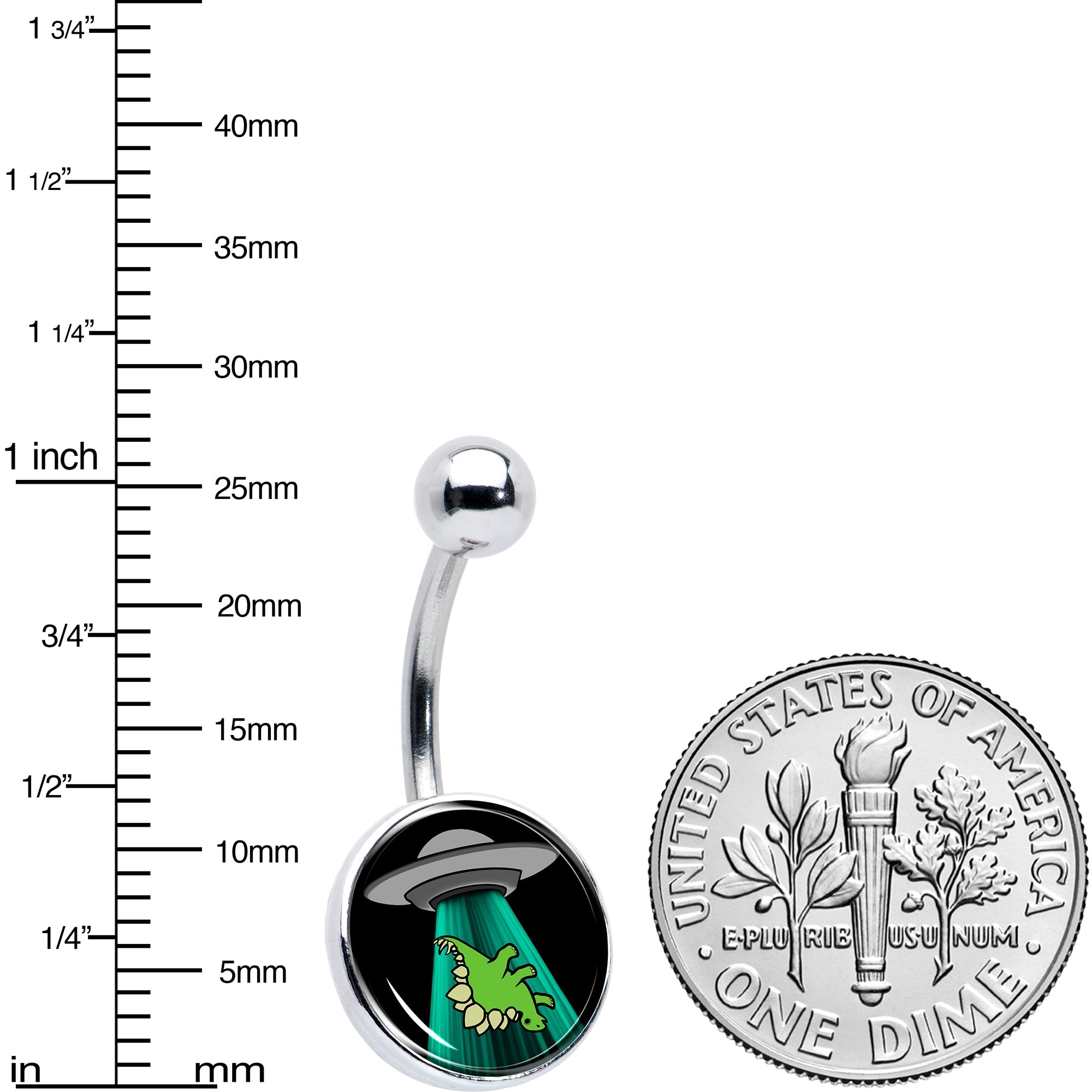 Alien UFO Dinosaur Abduction Belly Ring by Onyx O