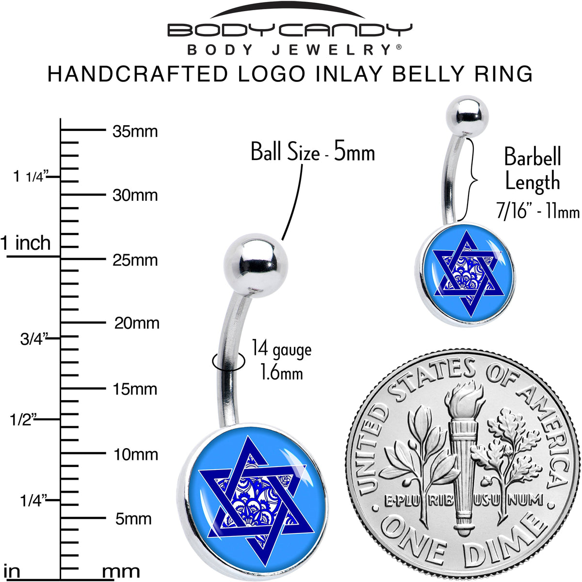 Floral Star of David Belly Ring by Onyx O