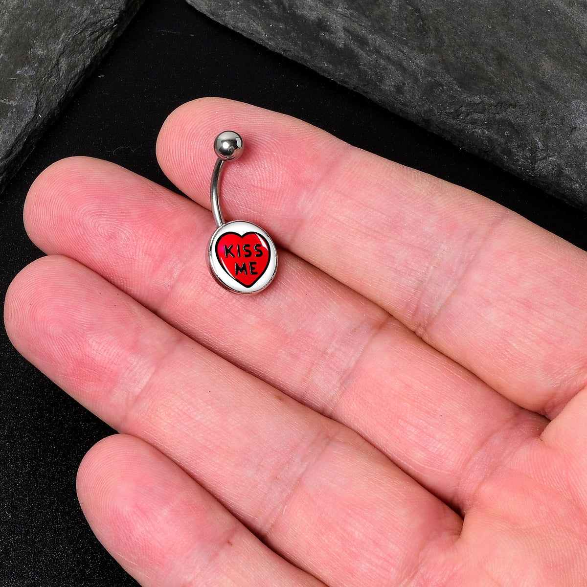 Kiss Me Candy Heart Belly Ring by Onyx O