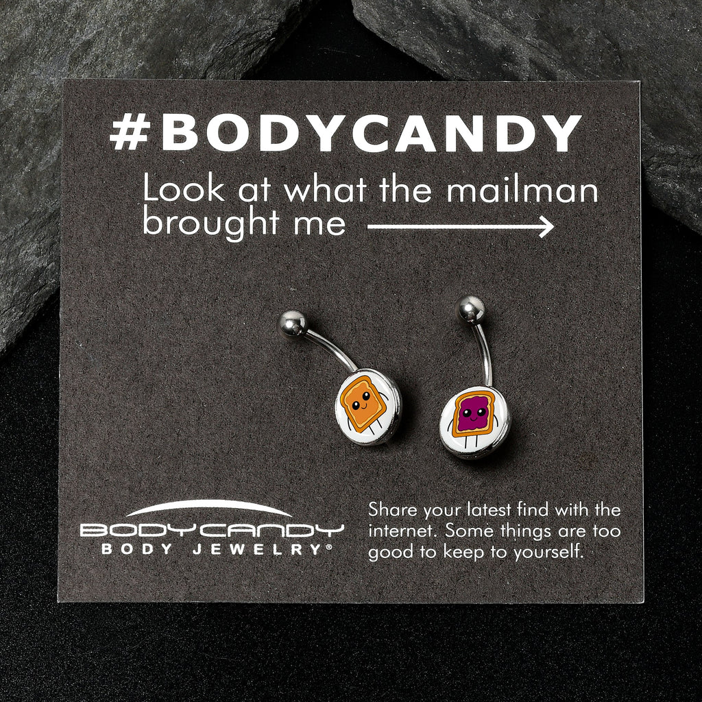 PB and J Peanut Butter and Jelly Sandwich BFF Set of 2 Belly Rings by Onyx O
