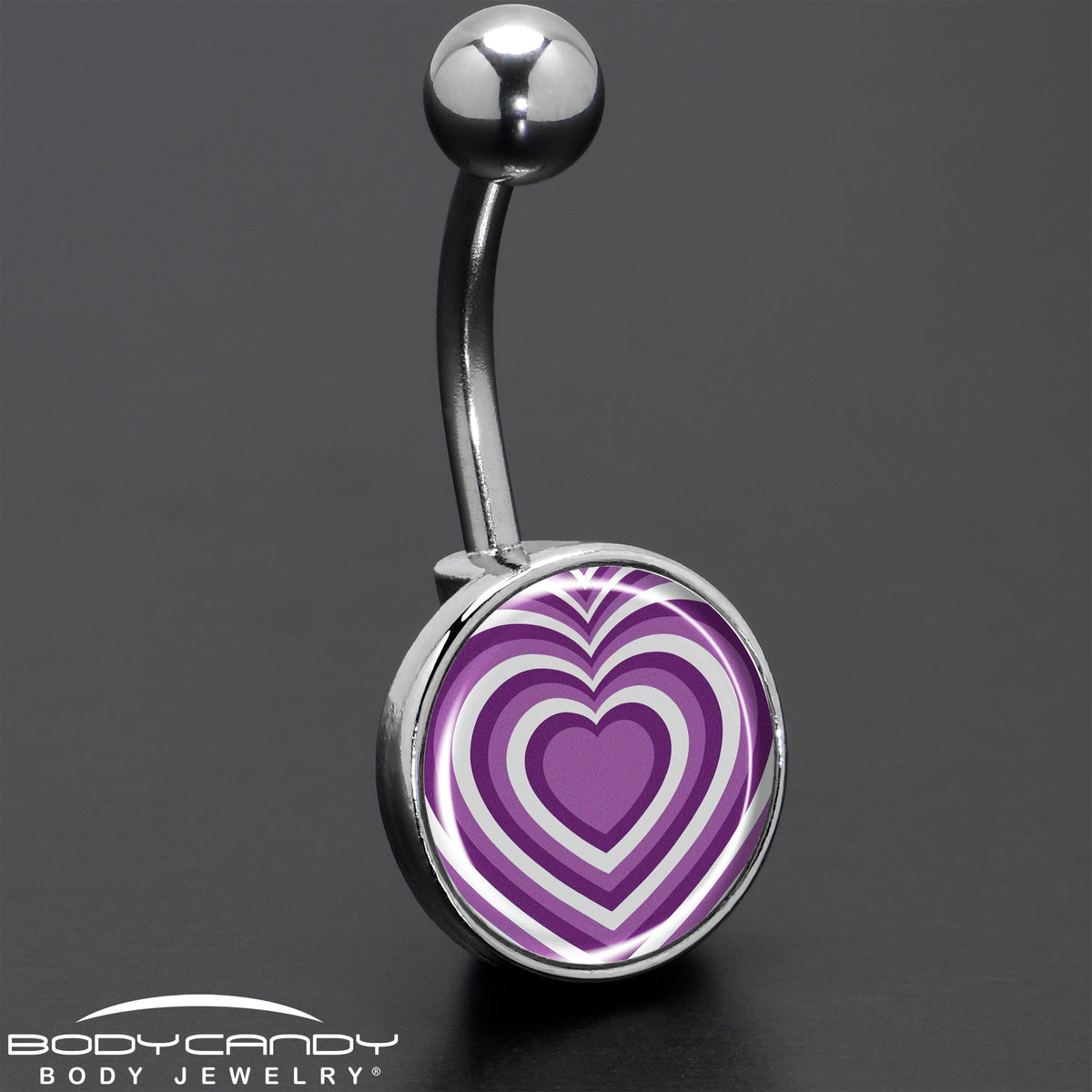 Purple Retro Heart Belly Ring by Onyx O