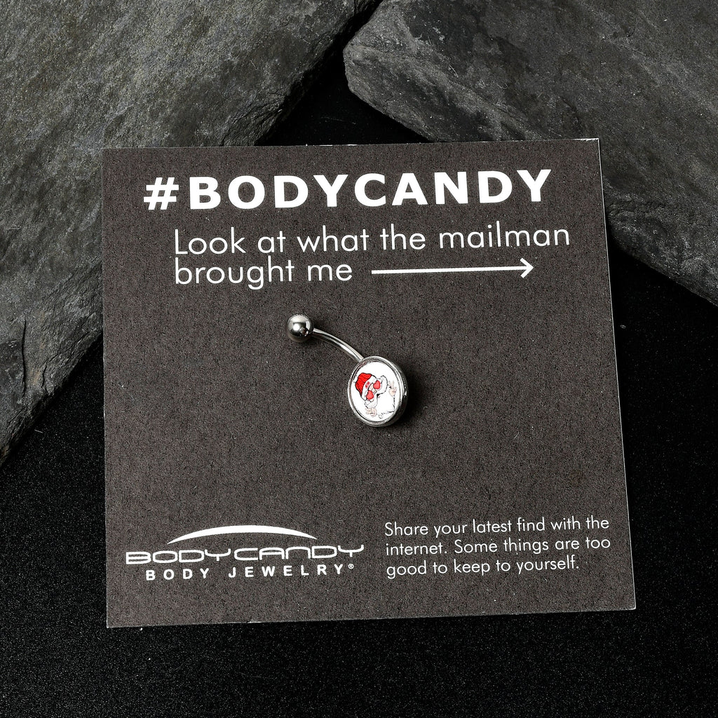 Christmas Peace Love Santa Belly Ring by Onyx O