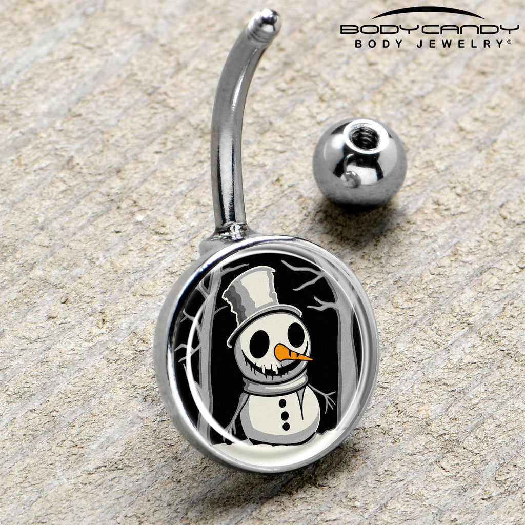 Christmas Holiday Spooky Snowman Belly Ring by Onyx O