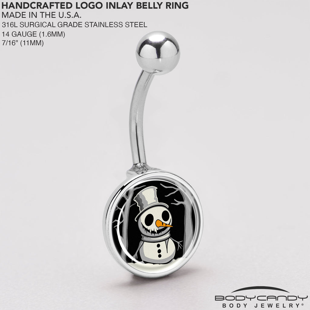 Christmas Holiday Spooky Snowman Belly Ring by Onyx O