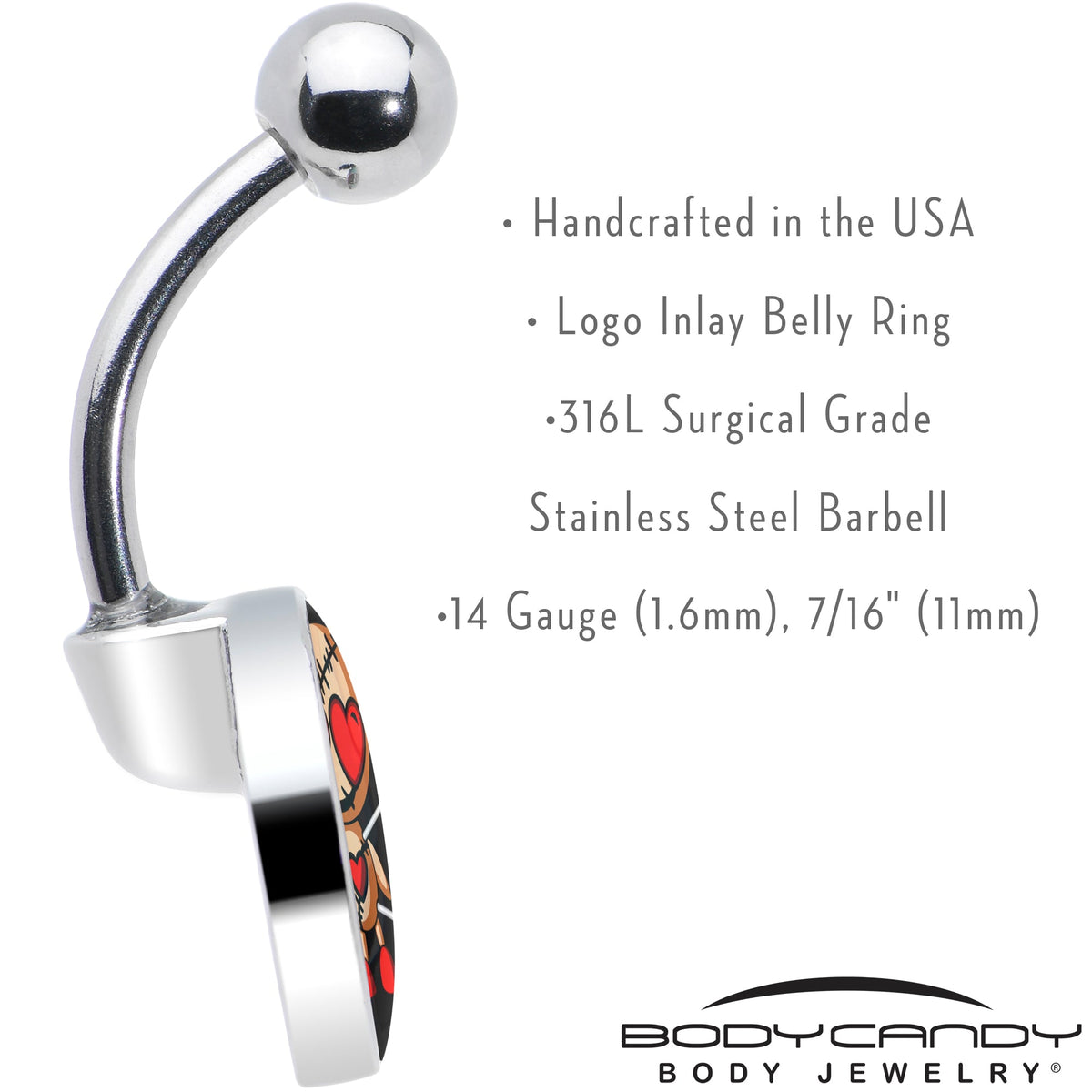 Valentine Heart Voodoo Doll Belly Ring