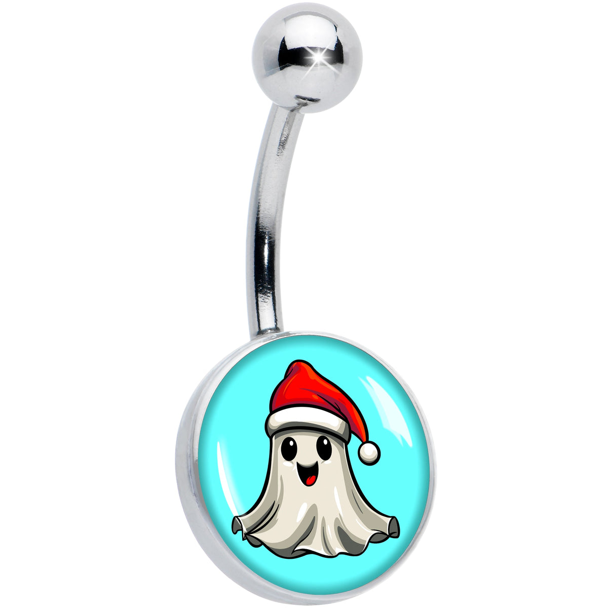 Holiday Christmas Spirit Ghost Belly Ring by Onyx O