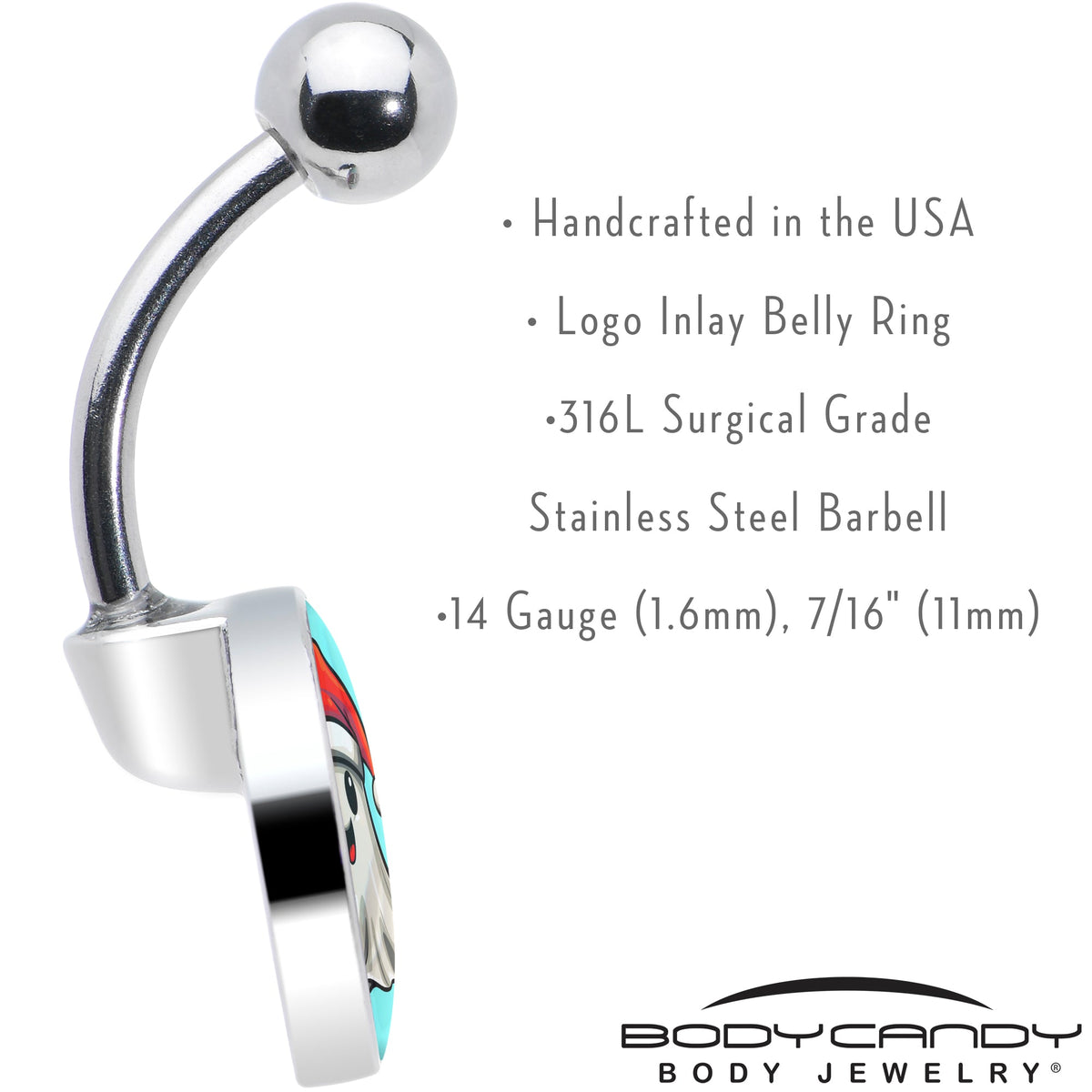 Holiday Christmas Spirit Ghost Belly Ring by Onyx O